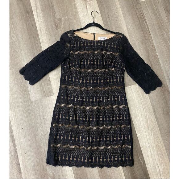 Jessica Howard Black Lace Shift Dress with Contrast Lining Size Medium* - Picture 3 of 9